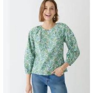 J.CREW Tie-back Stretch Cotton Poplin Top in Fete Floral